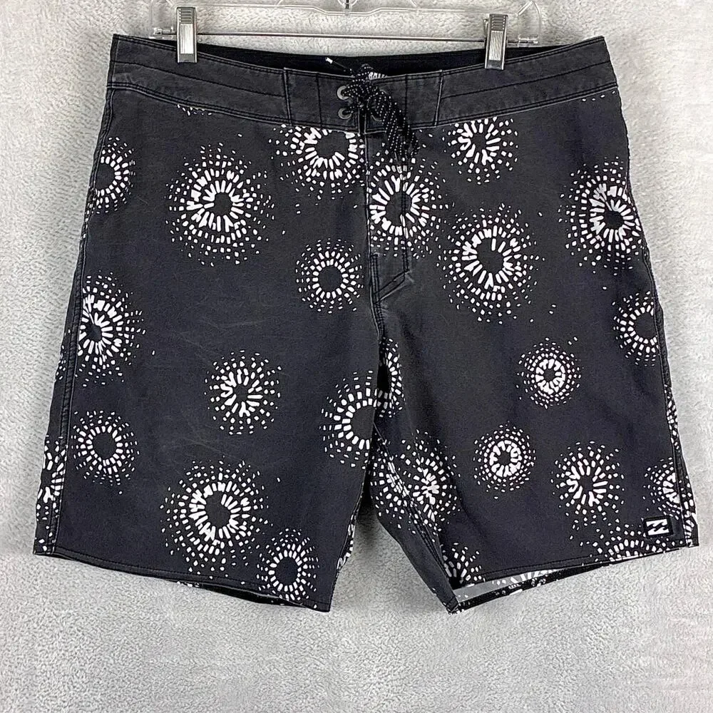 Billabong Board Shorts Men 36 Black Sundays Recycler Sun Faded Beach Summer Y2K